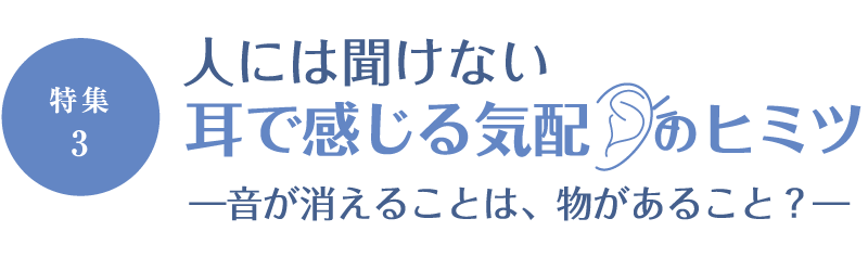 ［特集3］ 人には聞けない 耳で感じる気配のヒミツ―音が消えることは、物があること？―